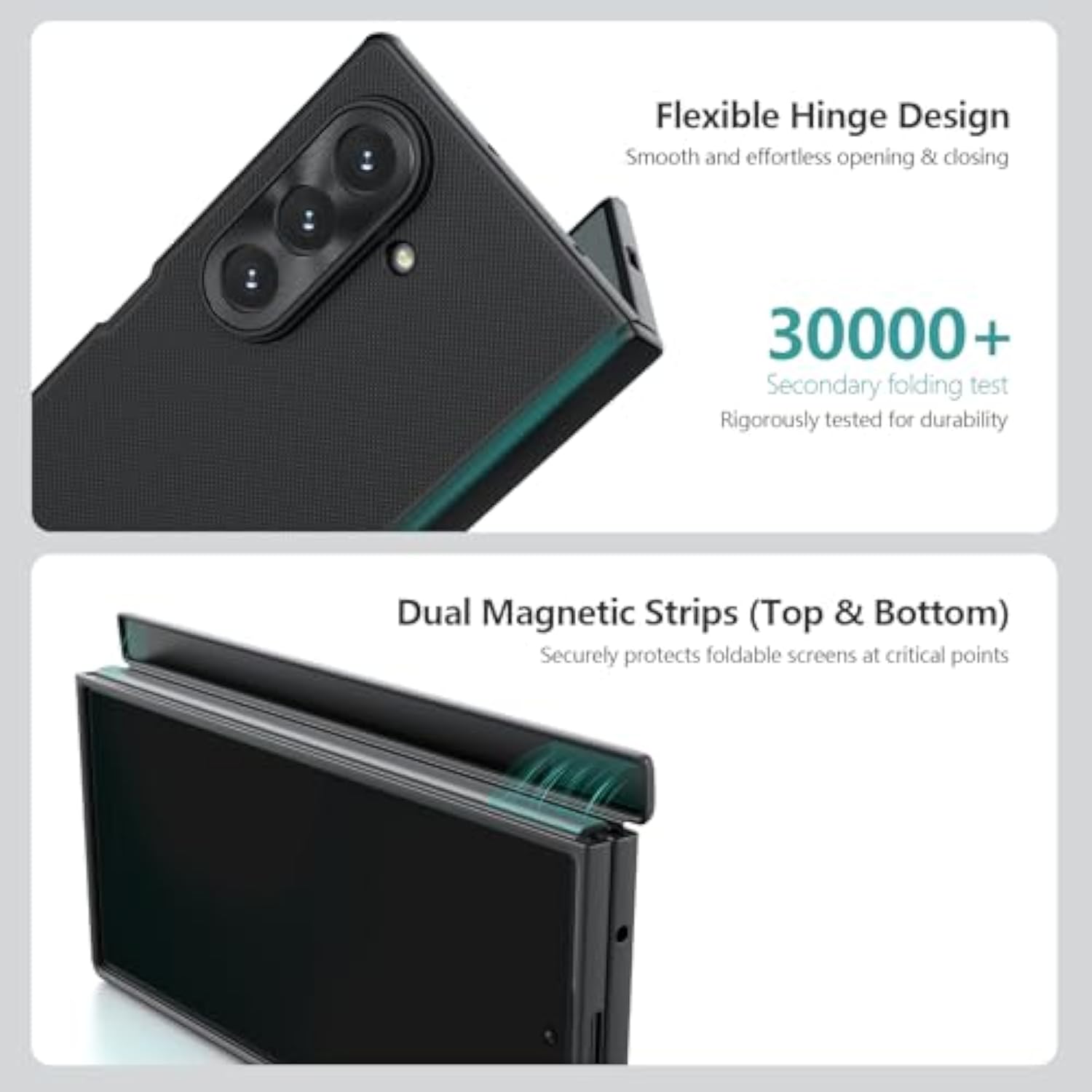 For Samsung Galaxy Z Fold 7 Magnetic Case With Separate Screen Protector, [Compatible With Magsafe][Hinge Protection] Frosted Texture Slim Fit Protective Phone Case For Galaxy Z Fold 7 Black