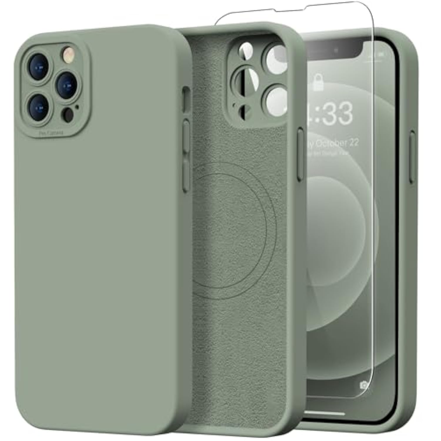 iPhone 12 Pro Max 6.7 Case with Screen & Camera Protection Silicone Porcelain Blue