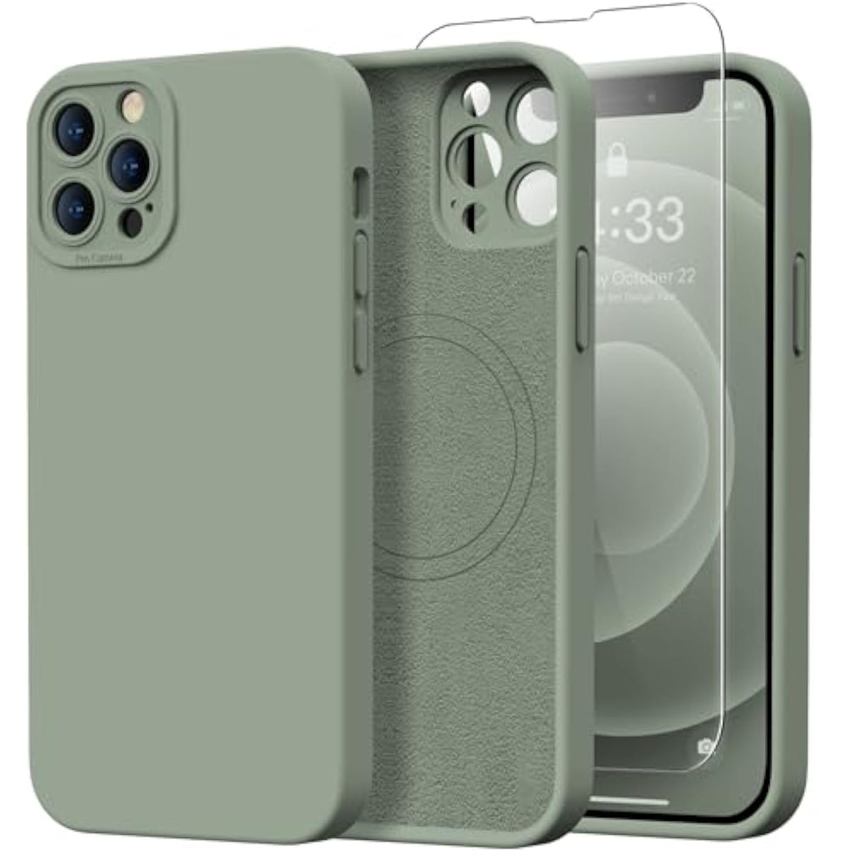 iPhone 12 Pro Max 6.7 Case with Screen & Camera Protection Silicone Porcelain Blue