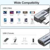 Small Usb C Extension Cable 1Ft, Short Usbc Extender Right Angle Cord, Usb 3.2 (10Gbps) Male To Female 100W Pd Charging 4K Video For Macbook Pro/Air,Usbc Hub,Microphone,Flash Drive,Docking,Phone,Pc