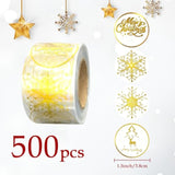 500Pcs 1.5In Clear Merry Christmas Stickers Roll, Gold Envelope Sticker Seals For Crafts, Christmas Stickers For Xmas Envelopes Invitations Cards Gifts Decor, 4 Designs