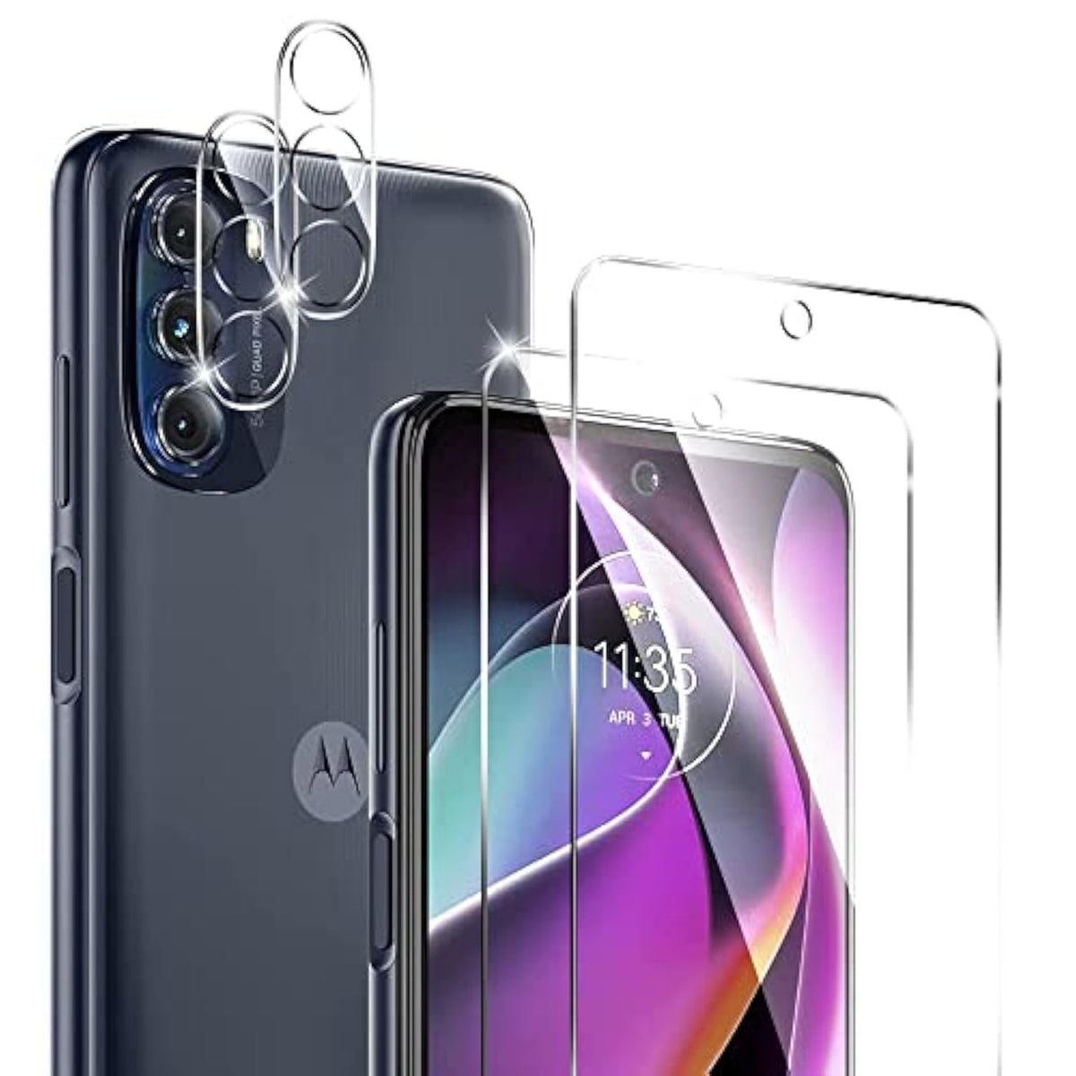 4 Pack Screen Protector For Motorola Moto G 5G 2022-2 Pack Tempered Glass Screen Protector And 2 Pack Camera Lens Protector - Shatter Proof- Hd Clarity