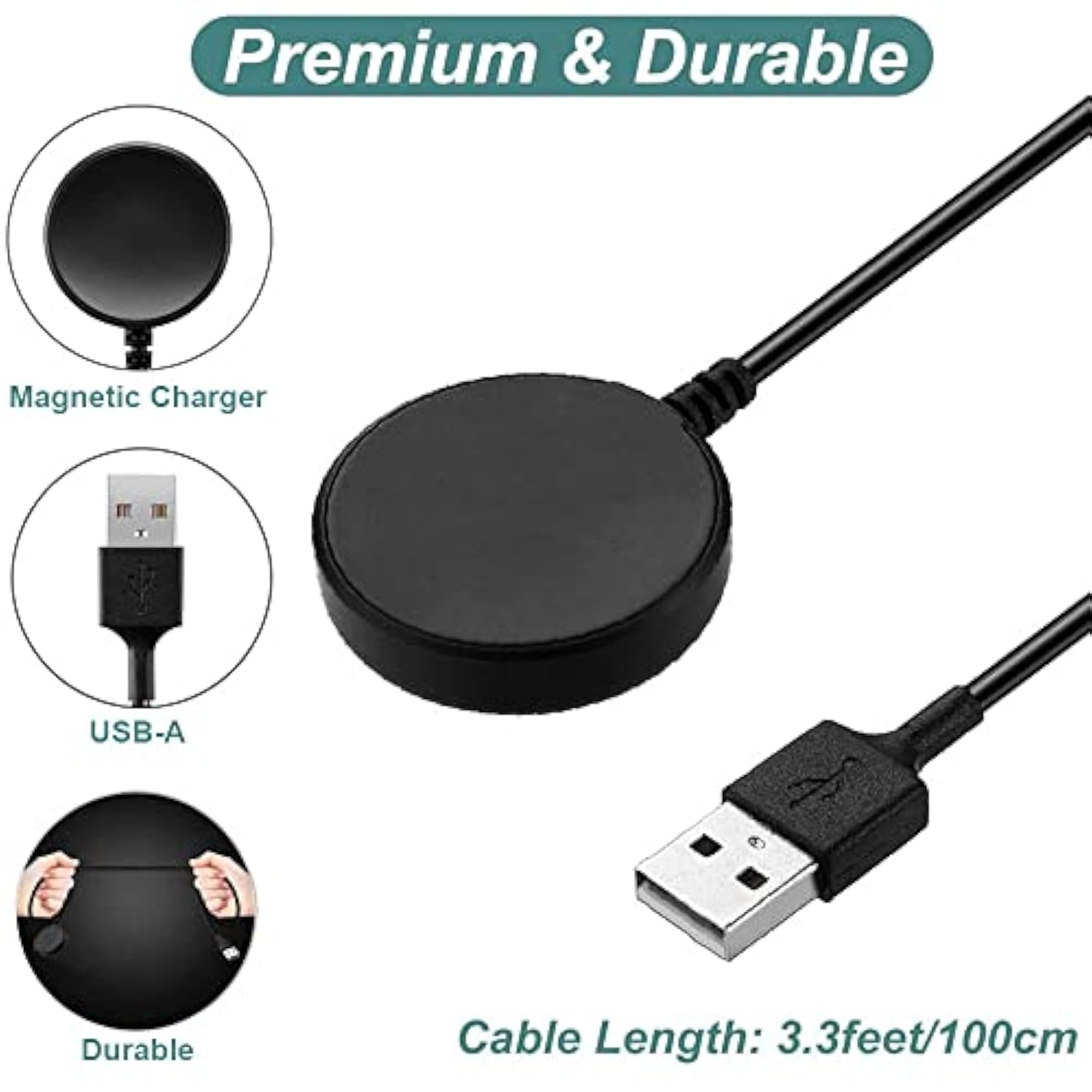 Charger For Samsung Galaxy Watch 4/4 Classic/3/Active 2/Acitve, Replacement Usb Charging Cable Cord Dock Stand For Galaxy Watch 6/5/4//3/Active 2/Acitve
