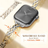Slim Bracelet Compatible with  Watch Bands 38/40/41/42/44/45/46/49mm for Women, Celtic Thin Dressy Stainless Steel Metal Designer Fancy Strap