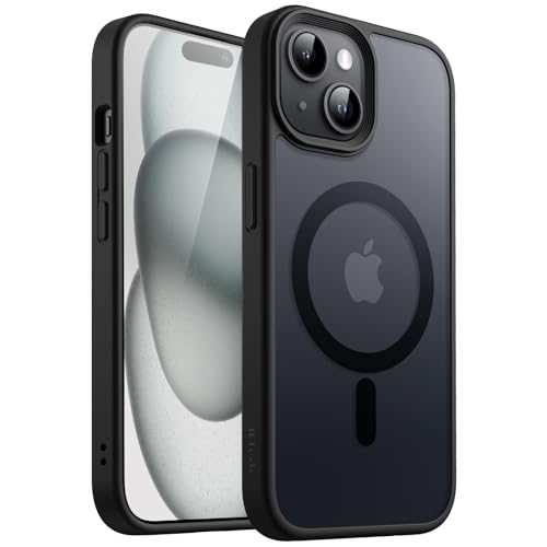 Magnetic Case for iPhone 15 6.1-Inch Compatible with MagSafe, Translucent Matte Back Slim Shockproof Phone Cover (Black)