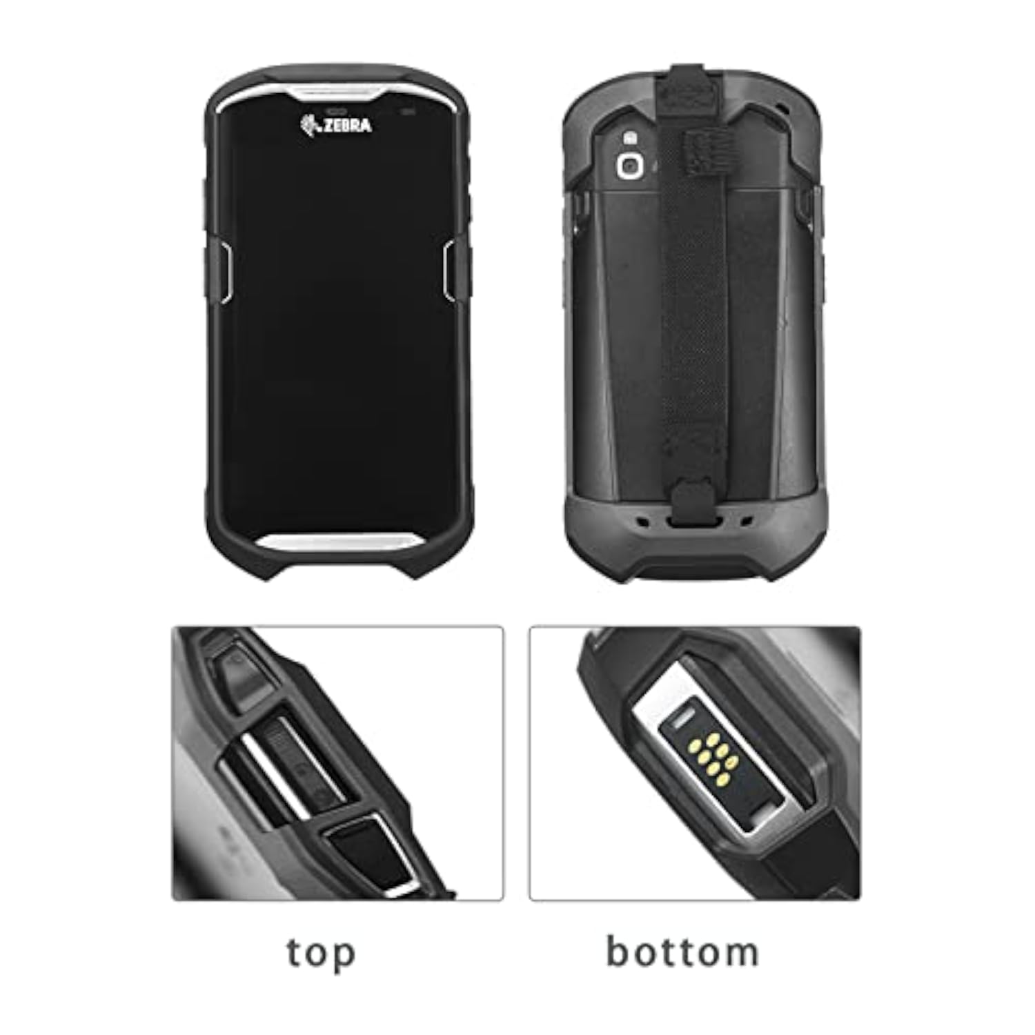 Rugged Boot Protective Cover Case with Hand Strap for Zebra TC51 TC52 TC56 TC57 TC510K, Scanner Accessories, Black