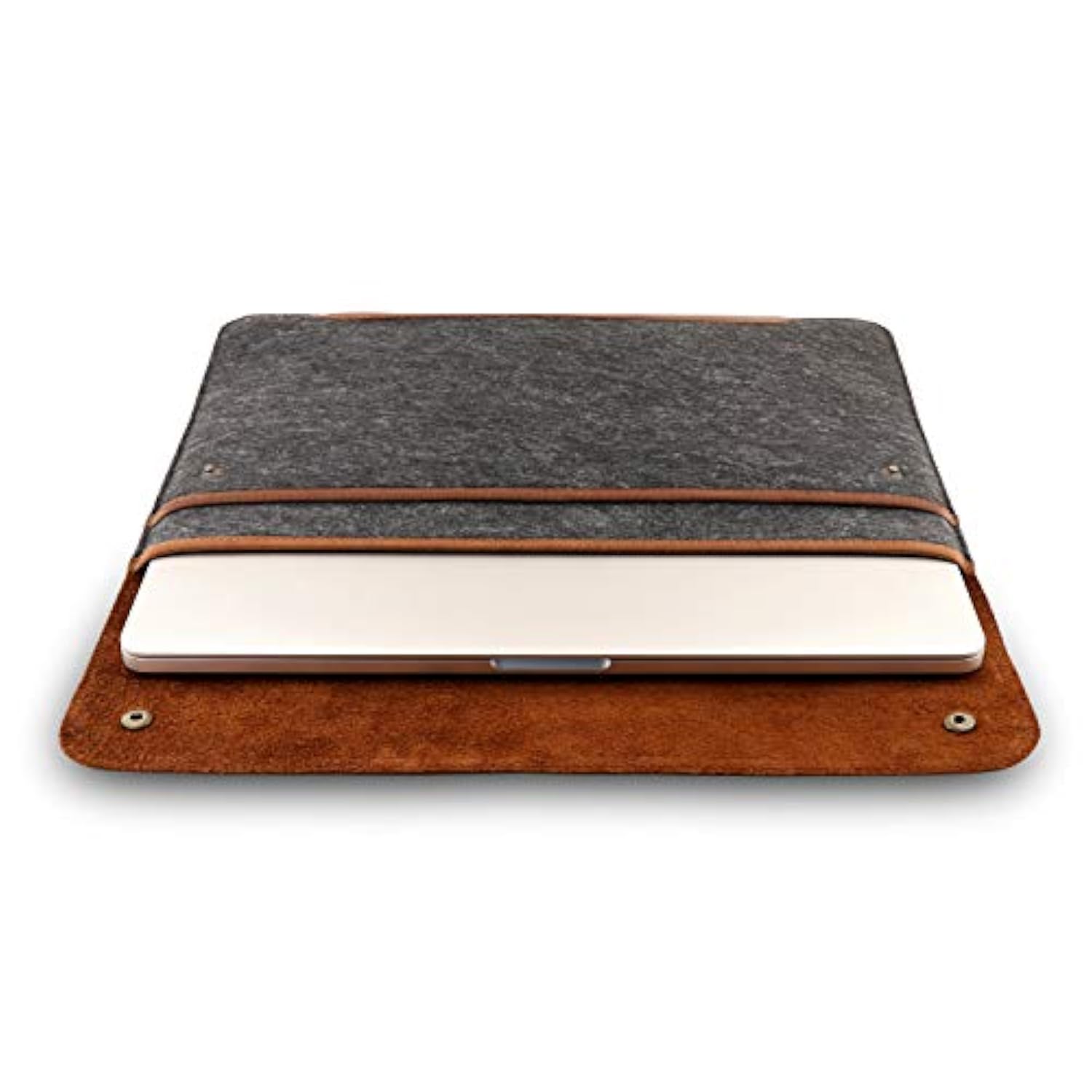 MegaGear Genuine Leather and Fleece MacBook Bag Laptop Sleeve for MacBook Pro and MacBook Air Case 14 Inch - 13 Inch (M4, M3, M2, M2, M1, Pro, Max) 13.3 Inch, iPad Pro 12.9 Inch - 2020 to 2024 Models