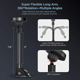 IPOW Long Arm Universal Magnetic Cradle Windshield Dashboard Cell Phone Mount Holder with 4 Metal Plates, Soft Firm Goose Arm & Enhanced Suction Cup