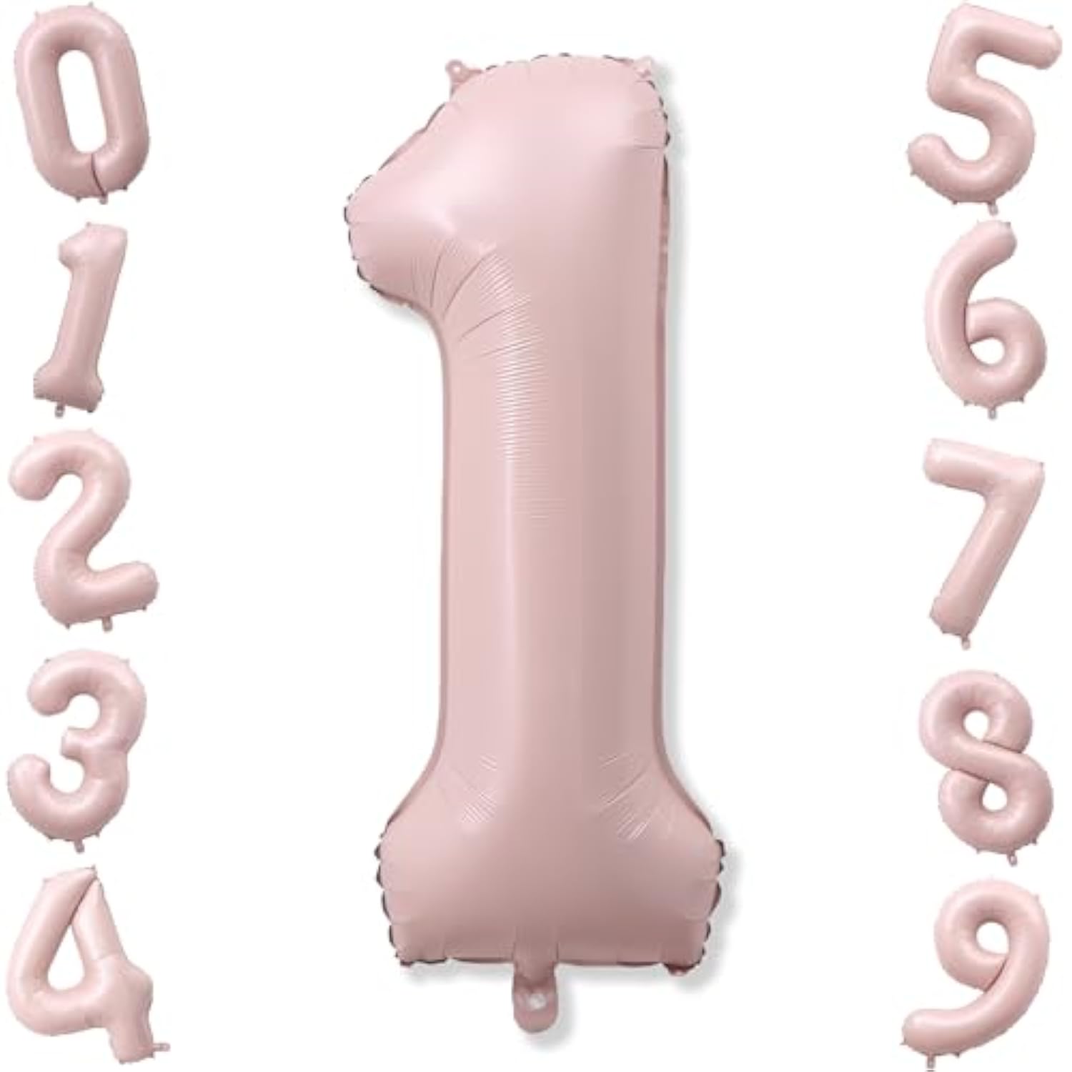 Pink 1 Balloons, 40 Inch Dusty Retro Light Pink Helium Foil Number 1 Balloon Girls, Self Inflating 1St Birthday Balloon One For Boho Anniversary Baby Shower Coquette First Birthday Party Decorations