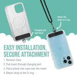 Phone Lanyard - Case Clinger - Universal Iphone Holder W/Detachable Crossbody Shoulder Neck Strap Gift For Women/Girls For Phone Cases Iphone, Galaxy, Pixel- Adjustable Black Rope Strap