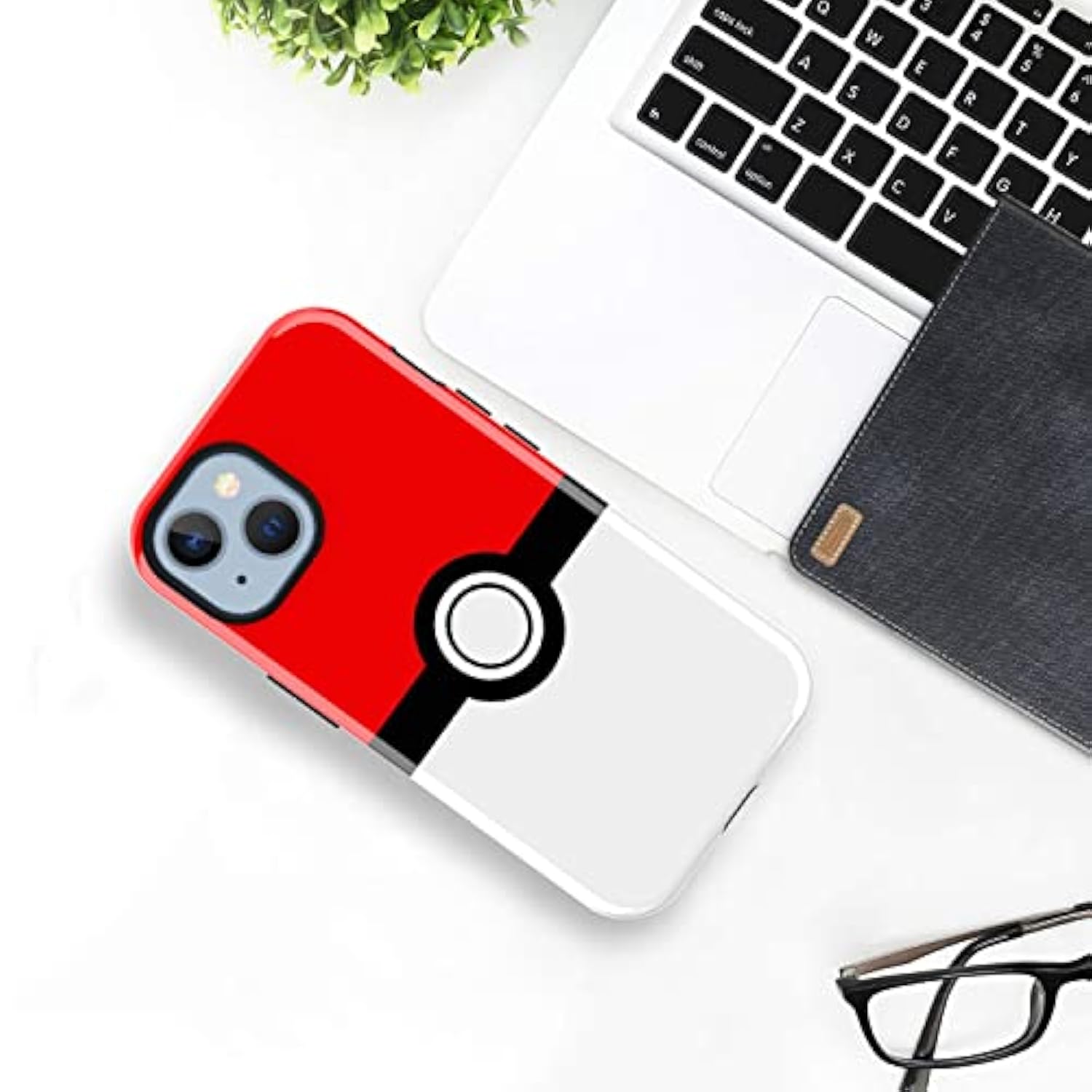 Case For Iphone 15 - Cartoon Kawaii Red&White Ball Pattern Hard Pc And Inner Silicone Hybrid Dual Defender Case For Apple Iphone 15