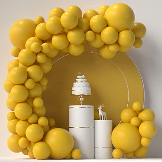 Mustard Yellow Balloon Garland Arch Kit - 84Pcs, 5In +12In +18In Matte Yellow Latex Balloons For Birthday, Baby Shower, Thanksgiving & Festivals