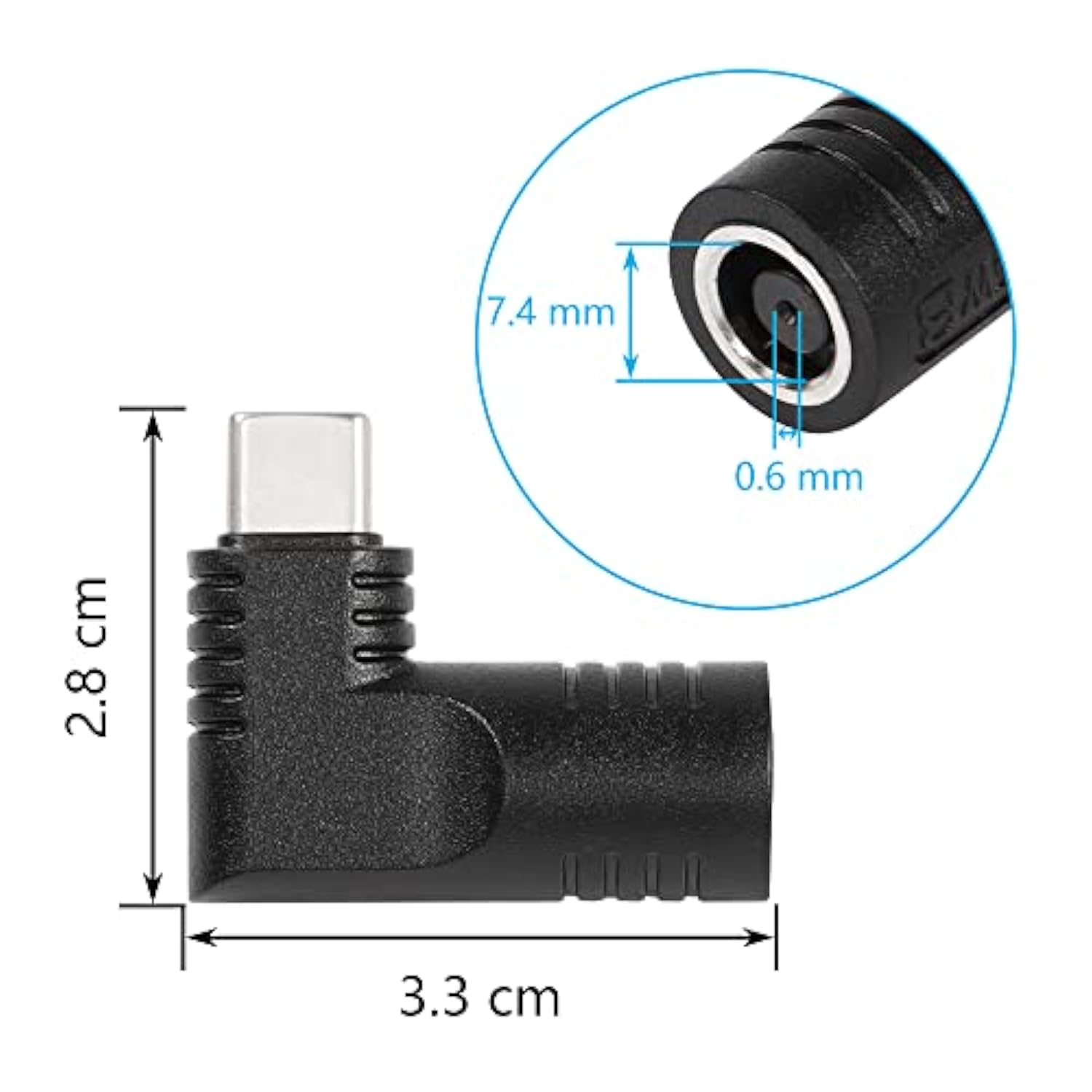 65W Pd Dc 7.4Mm X 5.0Mm Female (7.4Mm X 0.6Mm) Input To Usb Type C Male Power