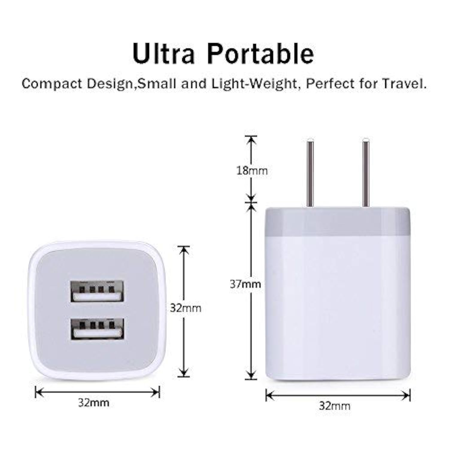 Usb Plug, Usb Wall Charger 3 Pack, Dual Port Electrical Plug Wall Outlet Charger Cube 5V 2.1A Charging Block Compatible Iphone 16 15 14 13 12 11 X,Samsung S25 S24 S23 S20 S10 S9 Note20,Lg,Moto