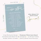 Baby Shower Games For Boy - Set Of 6 Baby Shower Games For 25 Guests, Double-Sided Thick Cards, Gender Neutral, Minimalist Blue