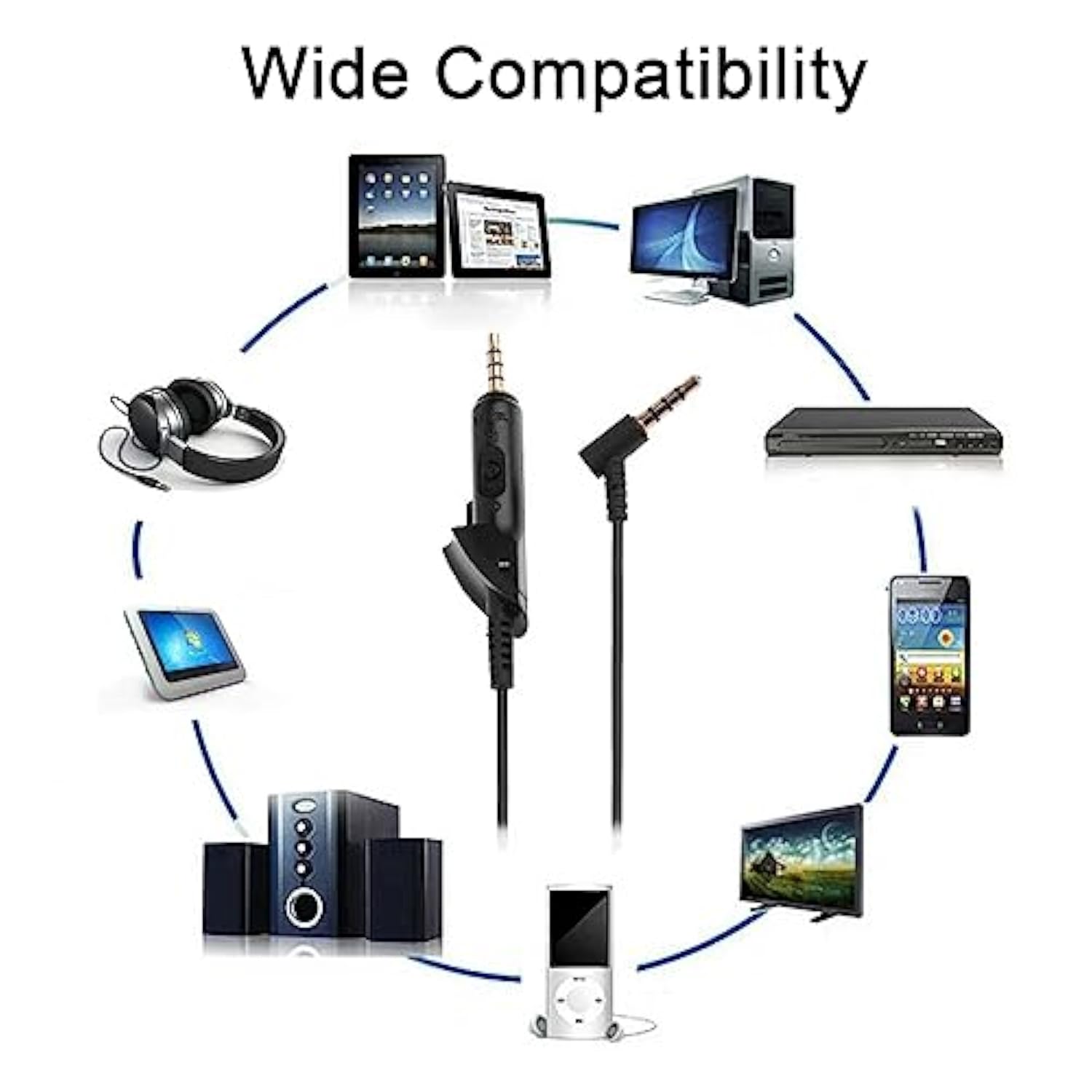 Replacement Audio Cable Cord Extension Wire Compatible With Bose Quietcomfort 15 Qc15 Quiet Comfort 15 Headphones