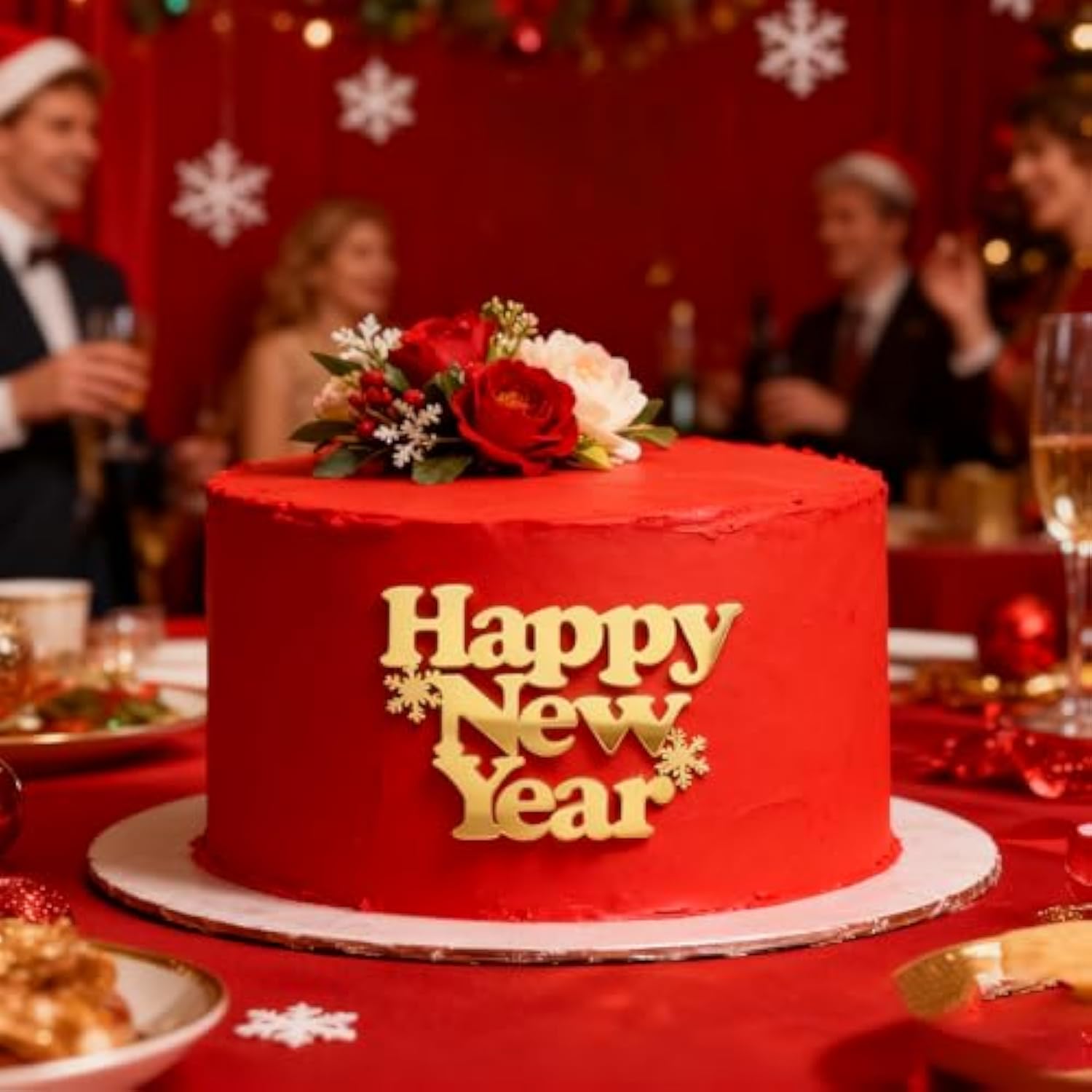 Happy New Year 2026 Gold Acrylic Cake Topper Party Decor