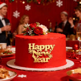 Happy New Year 2026 Gold Acrylic Cake Topper Party Decor