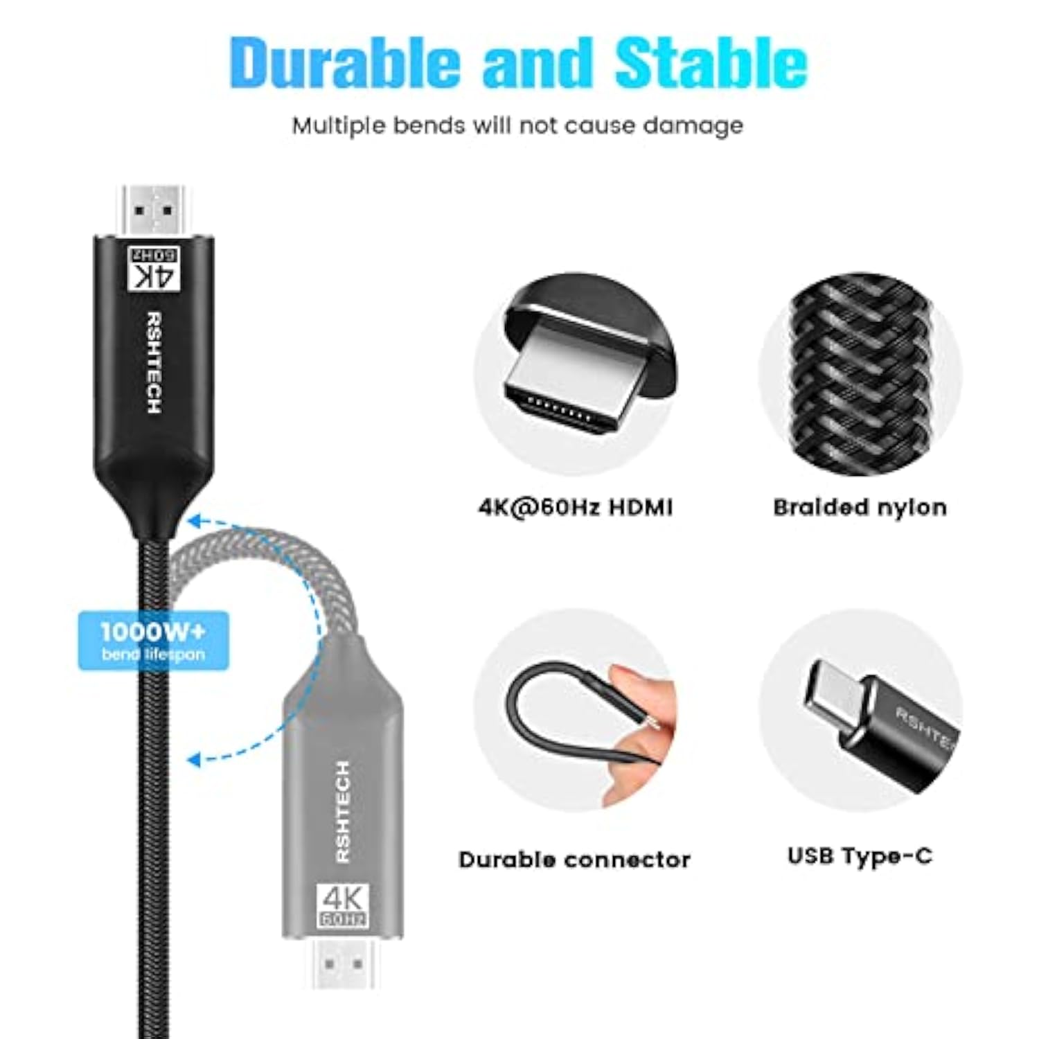 Usb C To Hdmi Cable 4K 60Hz Type C To Hdmi Cable 9.8Ft For Home Office, Braide
