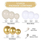 White & Gold Balloon Garland Kit: 171-Piece Elegant Party Arch