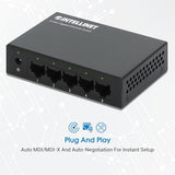 Intellinet 5-Port Gigabit Ethernet Network Switch, Ethernet Splitter - Unmanaged | Plug & Play | Auto Traffic Optimization | Fanless Metal Housing - For Computer Networking Hub, Desktop 530378