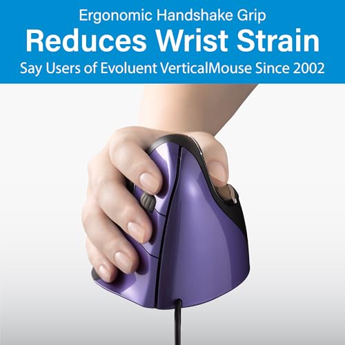 Inventor Of The Vertical Mouse Vm4S Ergonomic Vertical Mouse Right Hand Small Wired Usb, Sculpted For Comfort, Reduces Wrist Strain, 4 Speeds, 6 Customizable Buttons In Windows