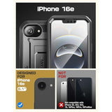 SUPCASE for iPhone 16e Case with Screen Protector (Unicorn Beetle Pro), [Built-in Stand & Belt-Clip] [Military-Grade Protection] Full Body Phone Case for iPhone 16e 6.1'' 2025, Black