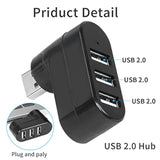Usb 3 Port Expander Splitter 2Pcs 180° Degree Rotatable Usb 2.0 1 To 3 Hub For