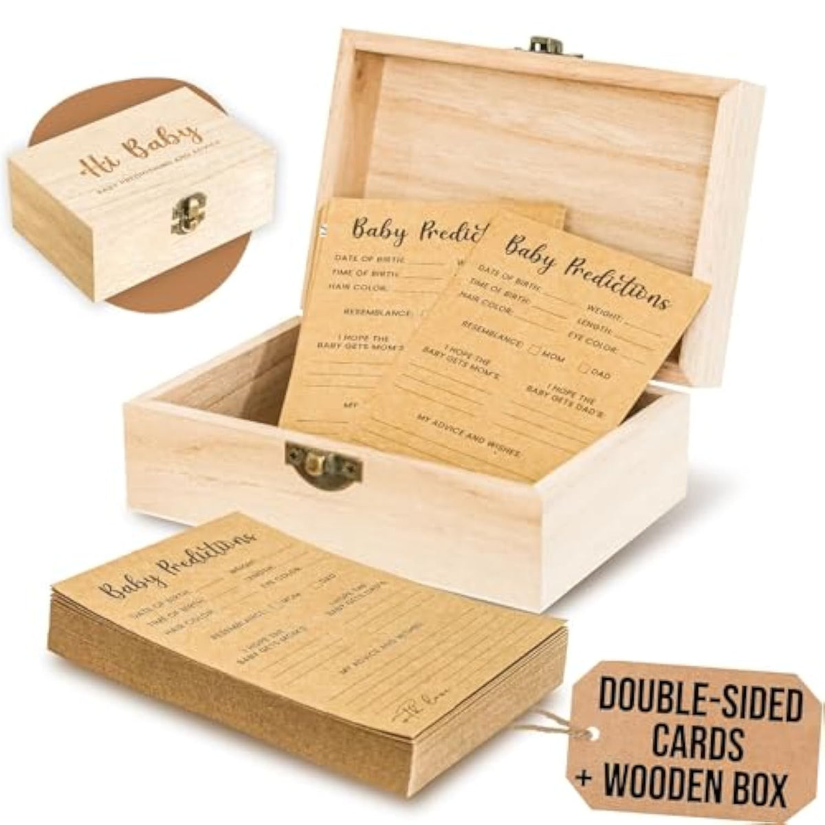 Baby Prediction Cards For Baby Shower Games - Set Of 50 Advice Cards Keepsake Box, Guessing Game Activities