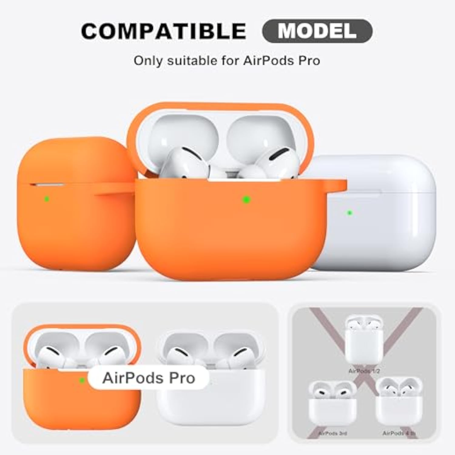 For Airpods Pro 2Nd/1St Generation Case With Cleaner Kit,Soft Silicone Protective Case Cover For Apple Airpod Pro 2/1 For Women Men,Airpods Pro Case Accessories With Keychain,Orange