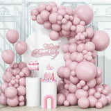 Dusty Pink Balloons Different Sizes, 123 Packs Retro Fog Pink Balloons, Pack Of 18 12 10 5 Inch Boho Balloon Garland Arch Kit For Girls Women Birthday Baby Shower Wedding Bridal Valentines Day