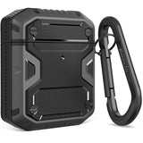 Compatible With Airpods Case, Full-Body Rugged Hard Shell Protective Case Cover With Keychain Designed For Airpods 1St & 2Nd, Black