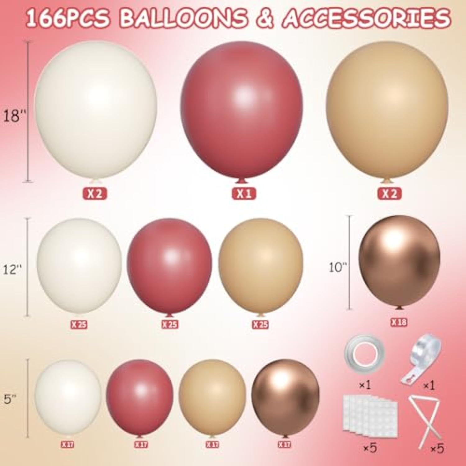 Red Brown White Gold Balloon Arch Kit, 166Pcs Boho Ruby Red Balloons Garland For Valentine'S Day Wedding Bachelorette Birthday Mother'S Day Graduation Party Decoration