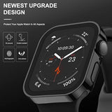 2 Pack Hard Case Compatible With Apple Watch 44Mm Series 6 Se Series 5 Series 4 With Tempered Glass Screen Protector, Black Ultra-Thin Durable Waterproof Protective Cover For Iwatch
