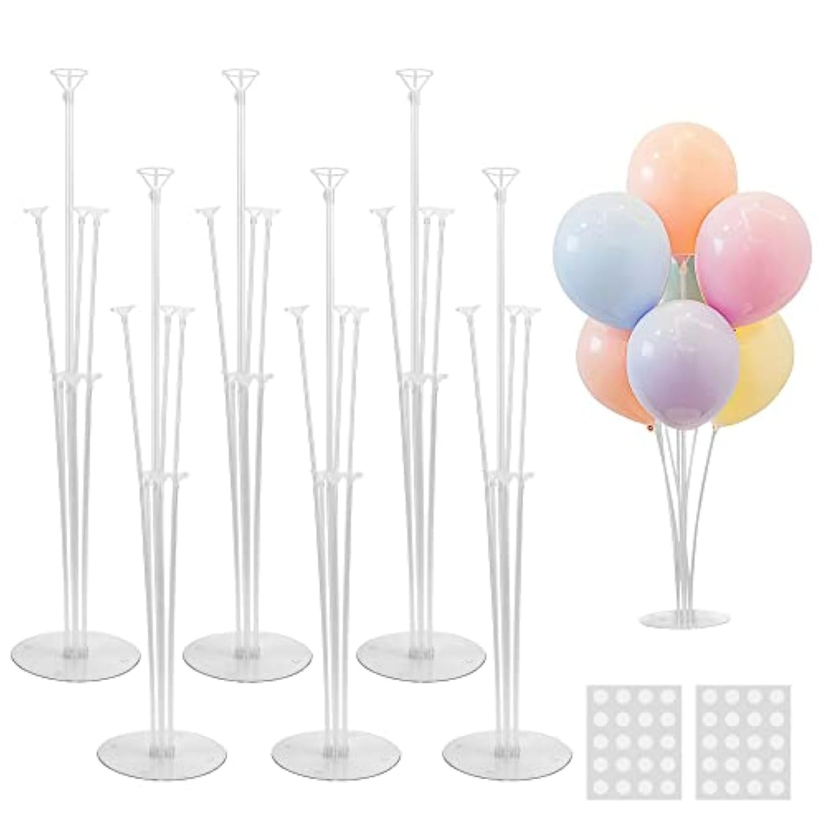 6 Sets Balloon Stand Kit, Balloon Sticks With Base Birthday Graduation Party Decorations Wedding