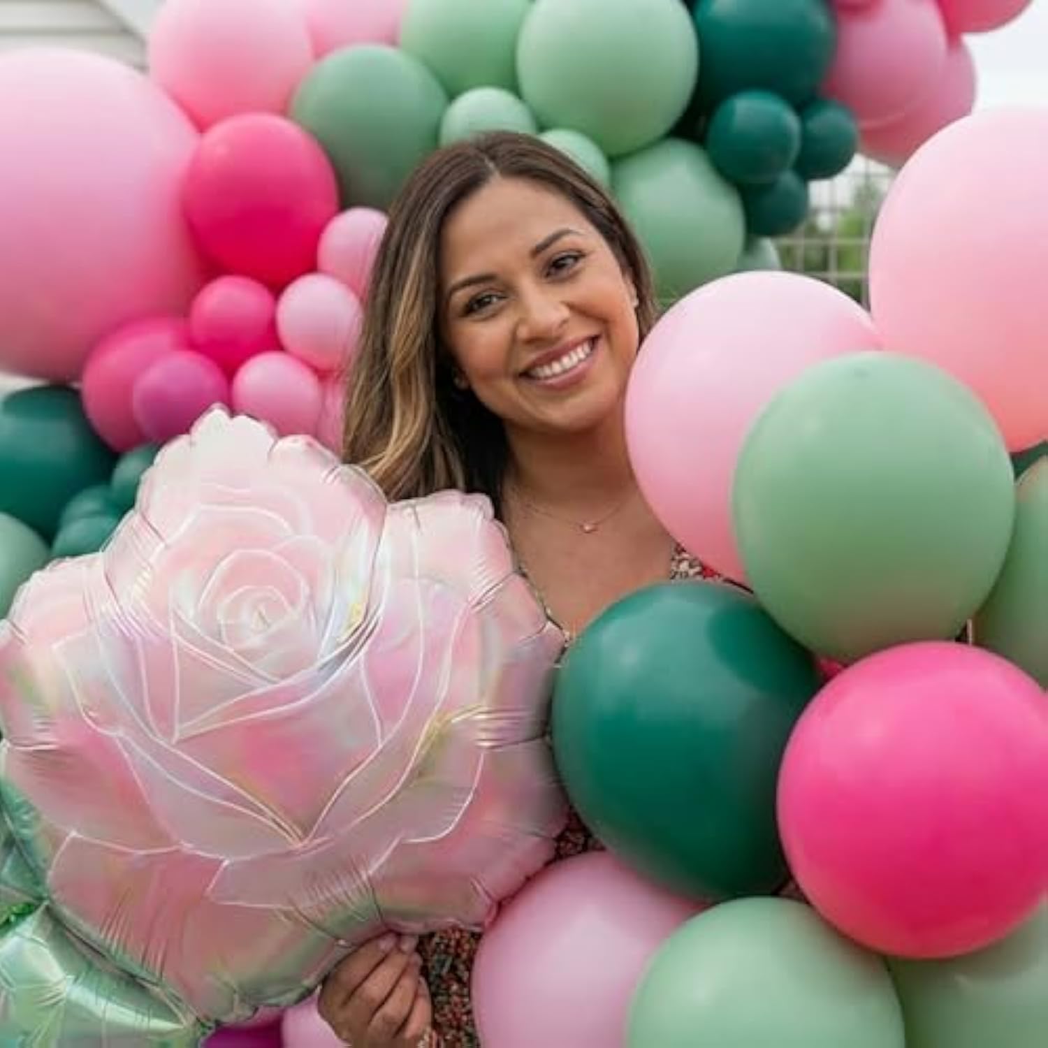 Spring Flower Balloon Garland Kit With Sage Green Pink Balloons Flower Foil Balloons For Baby In Bloom Baby Shower Spring Theme Birthday Garden Tea Party Decorations