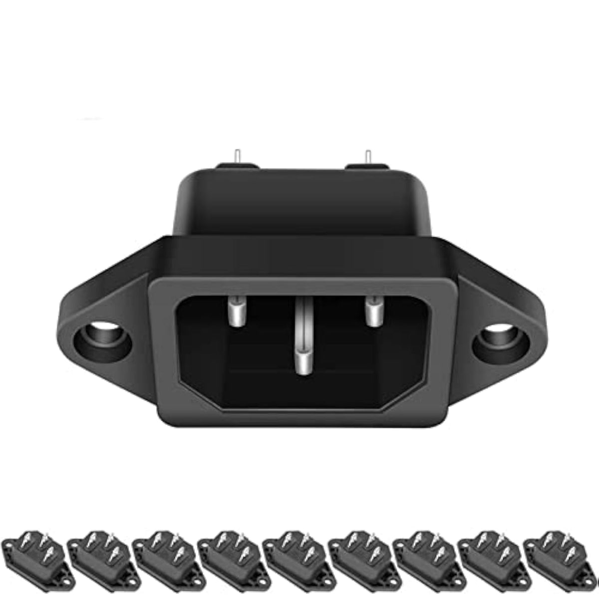 10 Pack AC 250V 10A IEC 320 C14 Panel Mount Plug Adapter Power Connector Socket Black Screw Mount 3 Pins Inlet Power Plug Socket by MXR