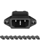 10 Pack AC 250V 10A IEC 320 C14 Panel Mount Plug Adapter Power Connector Socket Black Screw Mount 3 Pins Inlet Power Plug Socket by MXR