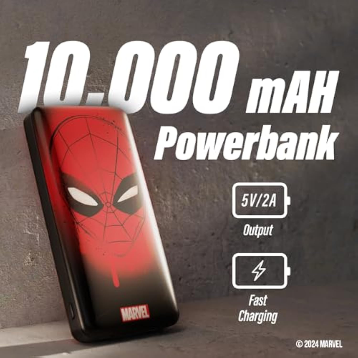Marvel Spider-Man 10,000 MAH Power Bank- Portable Phone Charger Battery Pack w/USB Charging Ports- Spiderman Gifts for Men,Women and All Fans of Spiderman Stuff