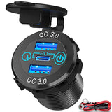 56W Usb C Car Charger Socket, Aluminum Metal 12V/24V Multiple Usb Outlet Pd 20W Usb-C And Dual Qc3.0 Ports With Power Switch Usb Port 12V Socket For Car Rv Boat Marine Truck Golf Motorcycle