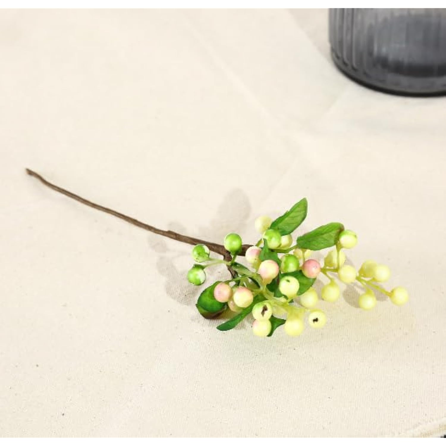 Artificial Blueberry Stems With Berries, Blue Christmas Fruit Decor, Diy Floral Arrangement, Artificial Plants Flowers (White Pink)