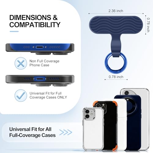 [2026 Upgraded] 6 Pack Silicone Phone Tether Tab with 3 Glow in the Dark, Ultra-Thin Zero-Bulge Design, Heavy Duty Liquid Silicone Phone Lanyard Tab