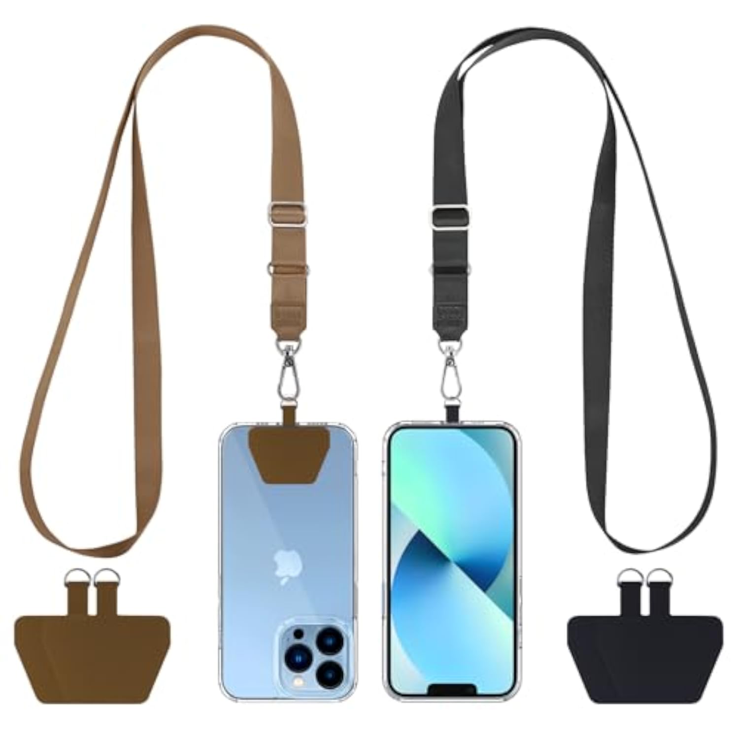 Phone Lanyard Set, 2 Pieces, Black and Brown
