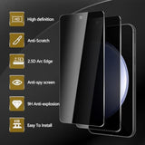 3 Pack Privacy Screen Protector For Samsung Galaxy S23 Fe, Anti Spy Tempered Glass 9H Hardness, Black Protector Anti Spy, Bubble Free, Anti-Scratch
