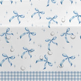 Blue Bow Party Tablecloths – 3-Pack Coquette Disposable Covers for Birthday & Shower