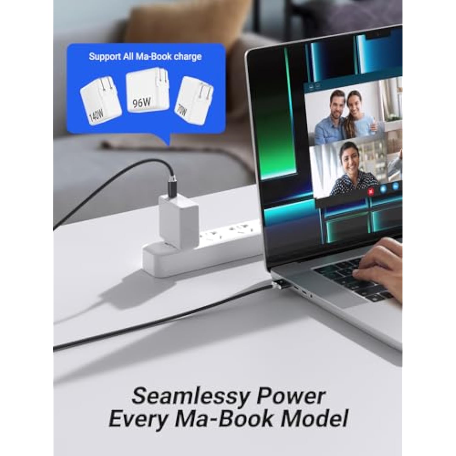 140W Usb-C To Magnetic 3 Cable (6.6Ft,Black) Fit For Macbook Air Charger Mag-Safe Gen 3 Port, Magnetic Safe 3 Cable Fit For 2024 Macbook Pro 14” 16" M4, 2023 Mac-Book Air 13“ 15" M3 & More