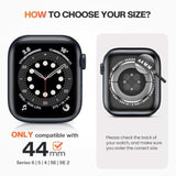 2 In 1 Waterproof Case For Apple Watch Screen Protector 44Mm Se 2Nd Gen Series 6 5 4, 360 Protective Glass Face Cover Hard Pc Bumper + Back Frame For Iwatch Accessories 44 Mm
