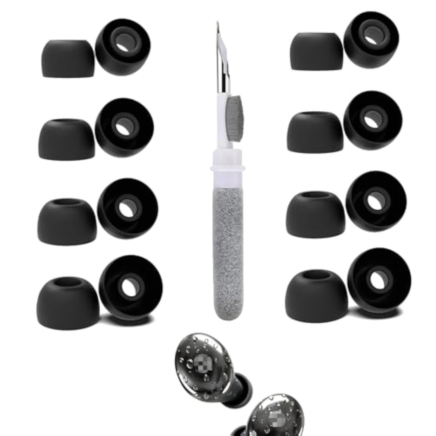 8 Pairs Replacement Ear Tips Compatible With Back Bay Audio Tempo 30, With 3 In 1 Cleaner Kit, Silicone Ear Tips (Xs/S/M/L)