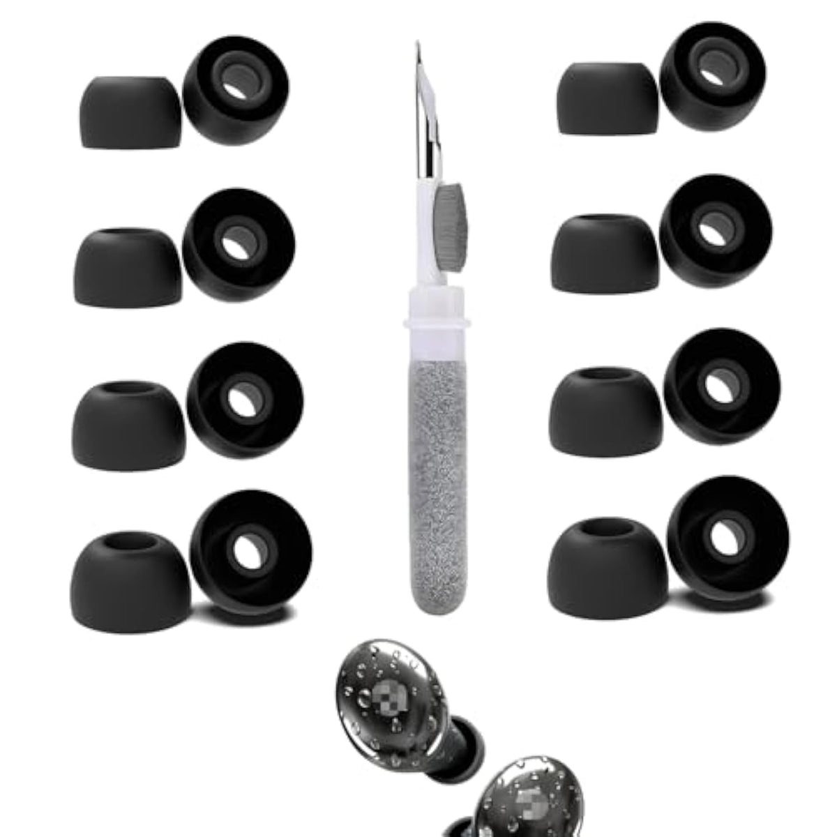 8 Pairs Replacement Ear Tips Compatible With Back Bay Audio Tempo 30, With 3 In 1 Cleaner Kit, Silicone Ear Tips (Xs/S/M/L)