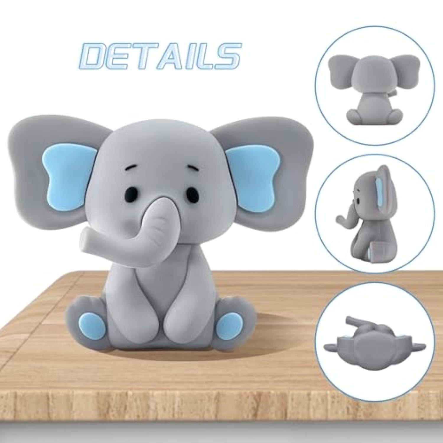 28 Pcs Elephant Cake Toppers Balls Cake Decorations Diy Cake Topper For Boy Girl Baby Shower Birthday Party Decorations (Blue)